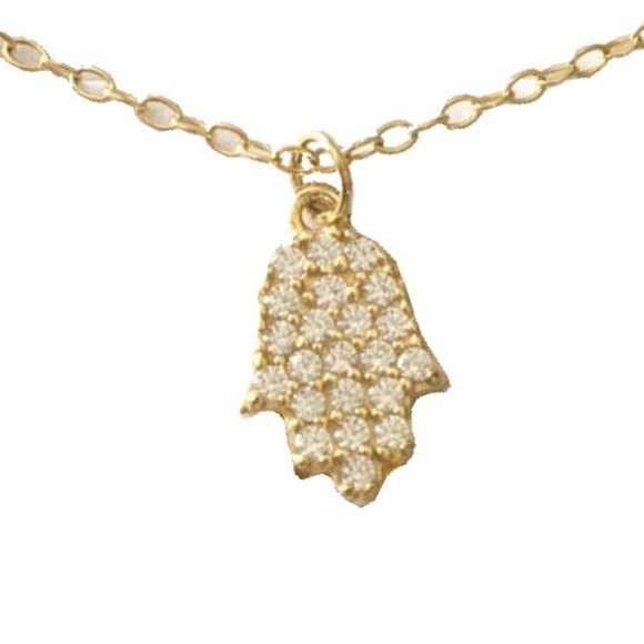 new Pave CZ Cubic Zirconia Hamsa Necklace ❃ 14KT Gold Plated Sterling Silver ❃ - Picture 12 of 15
